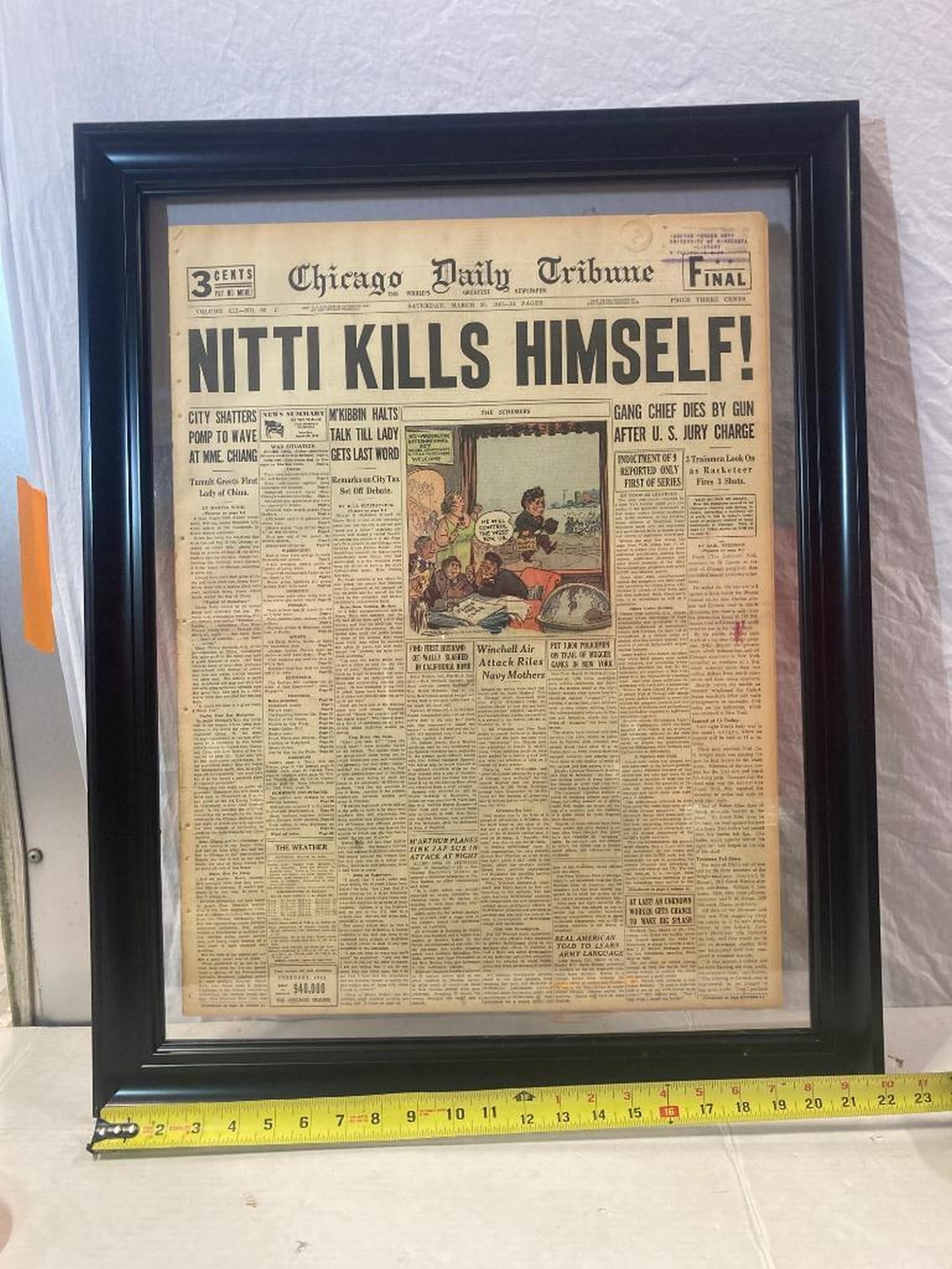 1943 "Chicago Daily Tribune:Nitti Kills Himself" Newspaper: 1943 "Chicago Daily Tribune:Nitti Kills Himself" Newspaper