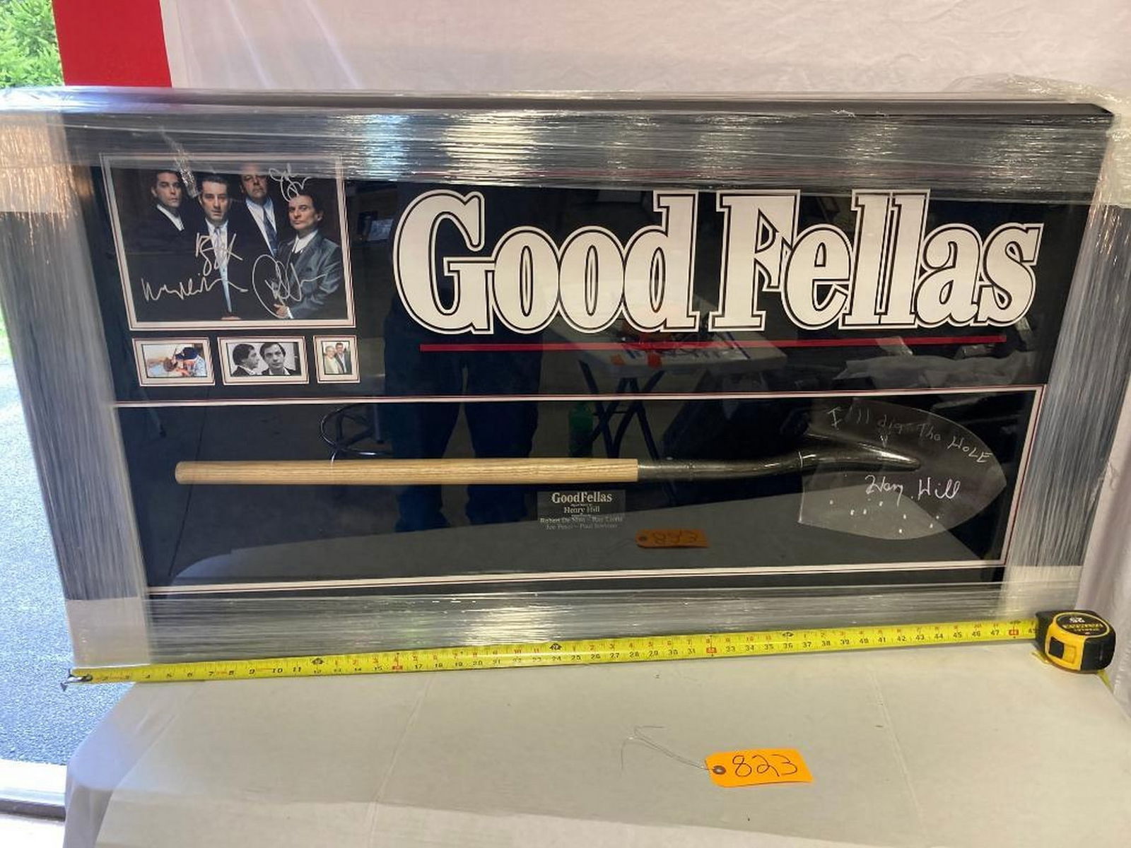 Henry Hill/Goodfellas Cast Signed Shovel Photo Frame with "You Dig the Hole" Message: Henry Hill/Goodfellas Cast Signed Shovel Photo Frame with "You Dig the Hole" Message