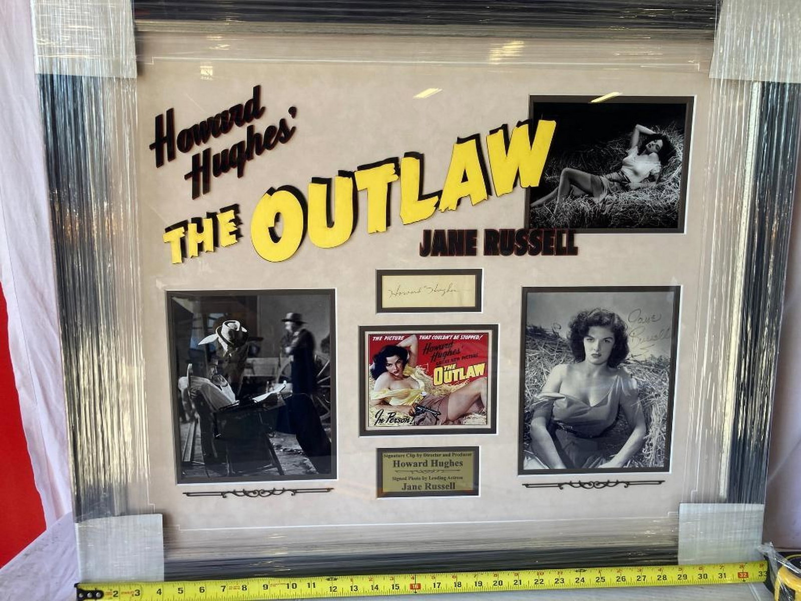 Howard Hughes Cut "The Outlaw" Jane Russell Photo Signed Frame (1 of 3)