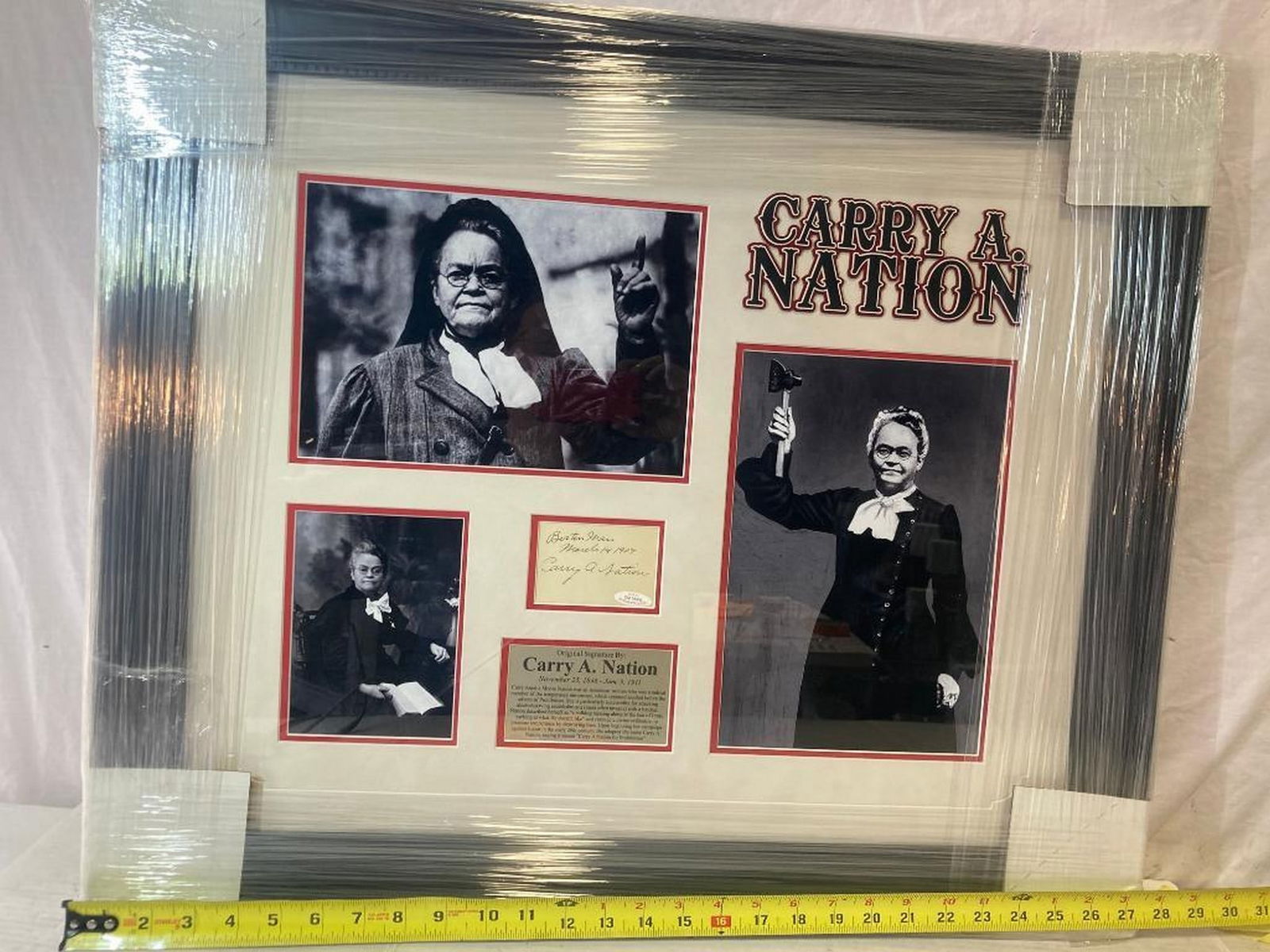 Carry A. Nation Signed Cut Photo Frame: Carry A. Nation Signed Cut Photo Frame