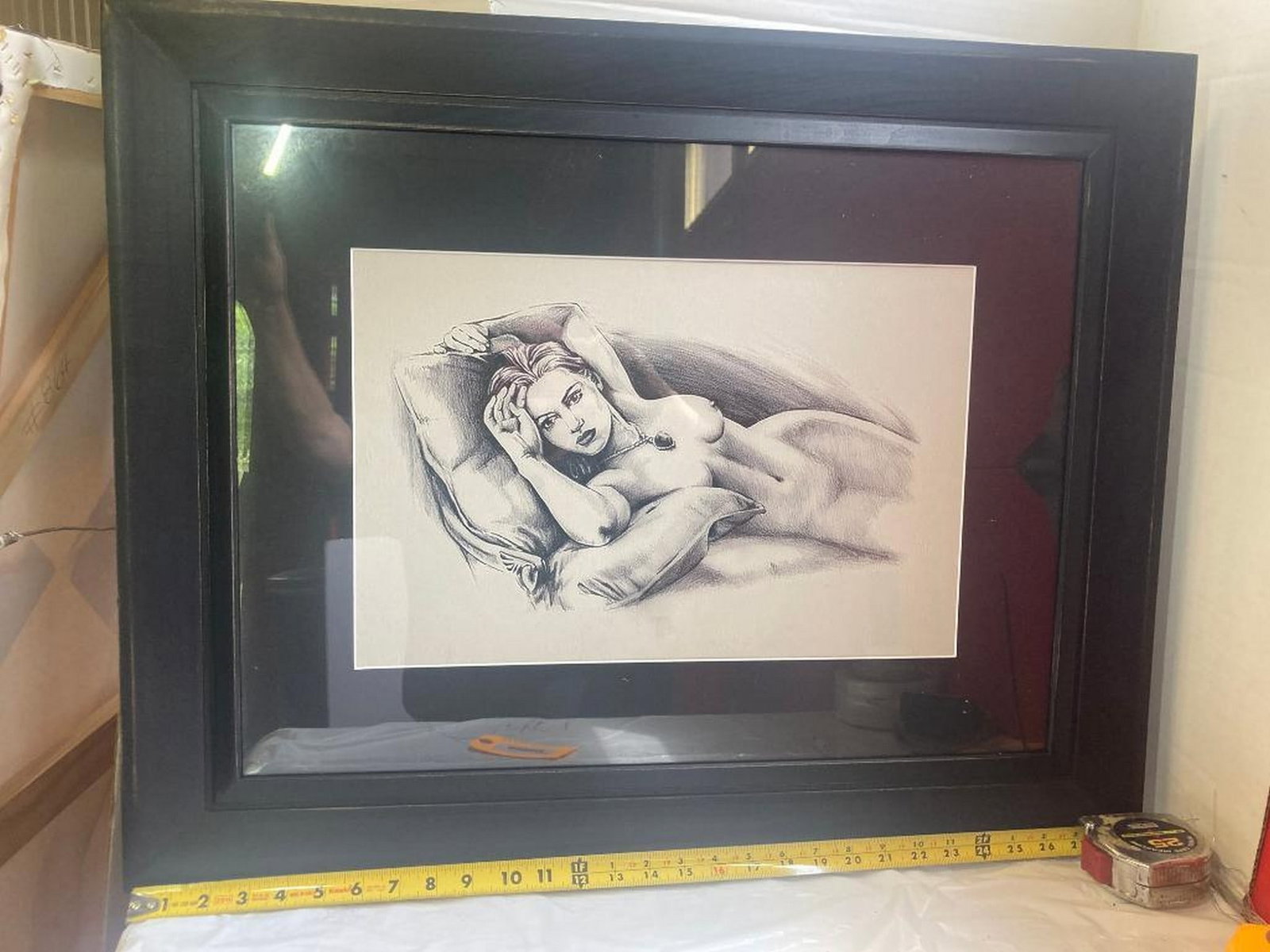 1997 "Titanic" Rose Sketch Nude Drawing w/Hope Diamond: 1997 "Titanic" Rose Sketch Nude Drawing w/Hope Diamond