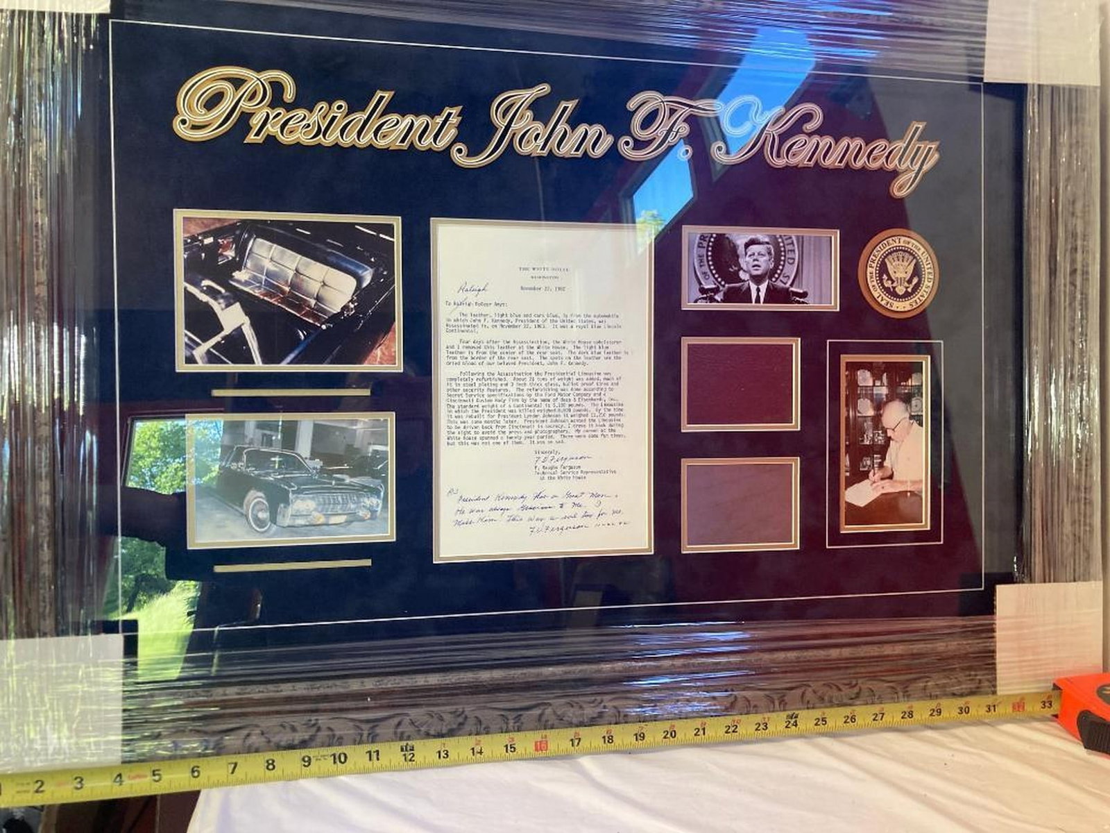 John F. Kennedy 2 Bloodstained Ass. Leather Car Seat Pieces Framed (1 of 3)