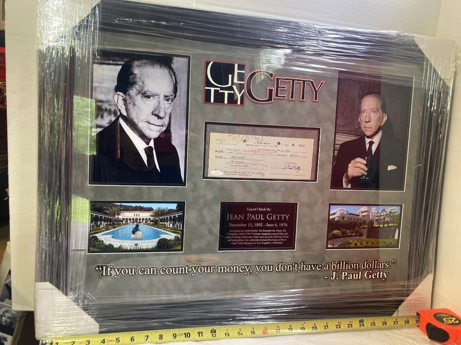 John Paul Getty Signed Check Photo Frame (1 of 3)