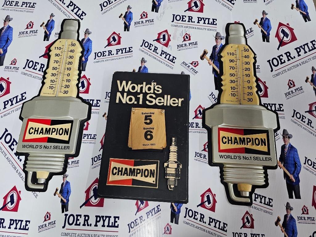 Two Champion Spark Plug Thermometers & Calendar (1 of 5)