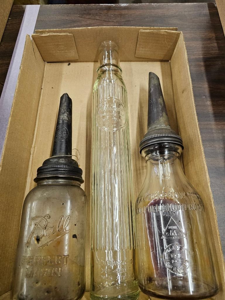 (3) Glass Oil Bottles (1 of 5)