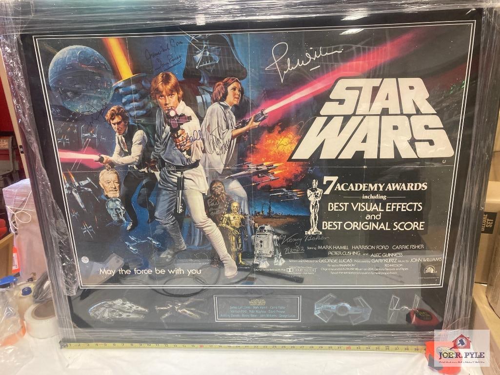 "Star Wars I" 1977 Original Cast Signed UK Quad Poster Photo Frame (1 of 5)