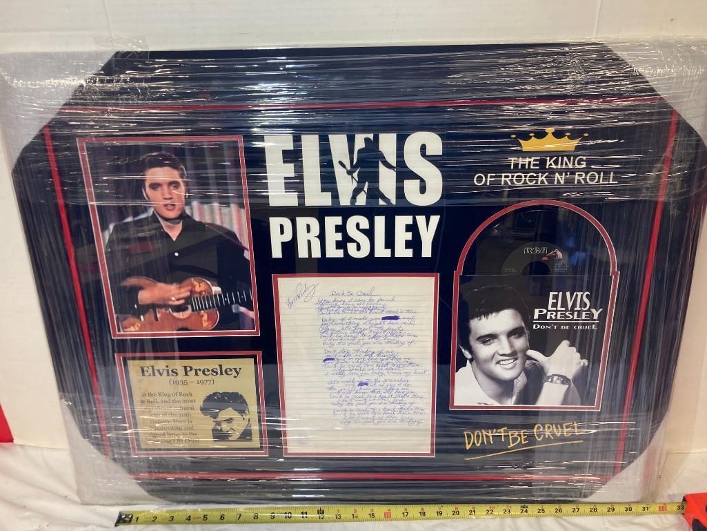 Elvis Presley "Don't Be Cruel" Signed Lyrics Photo Frame: Elvis Presley "Don't Be Cruel" Signed Lyrics Photo Frame, Measures 32x40x4