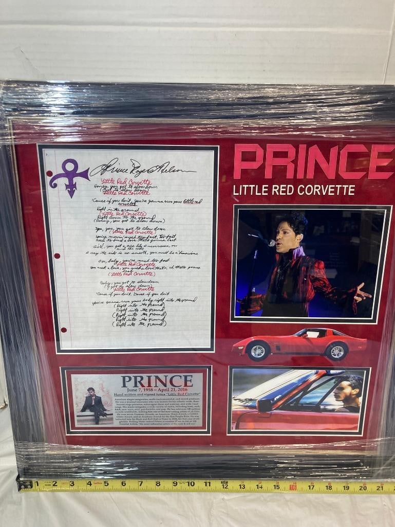 Prince "Little Red Corvette" as Prince Rogers Nelson Signed Lyrics Photo frame 24 x 32 x 4 (1 of 4)