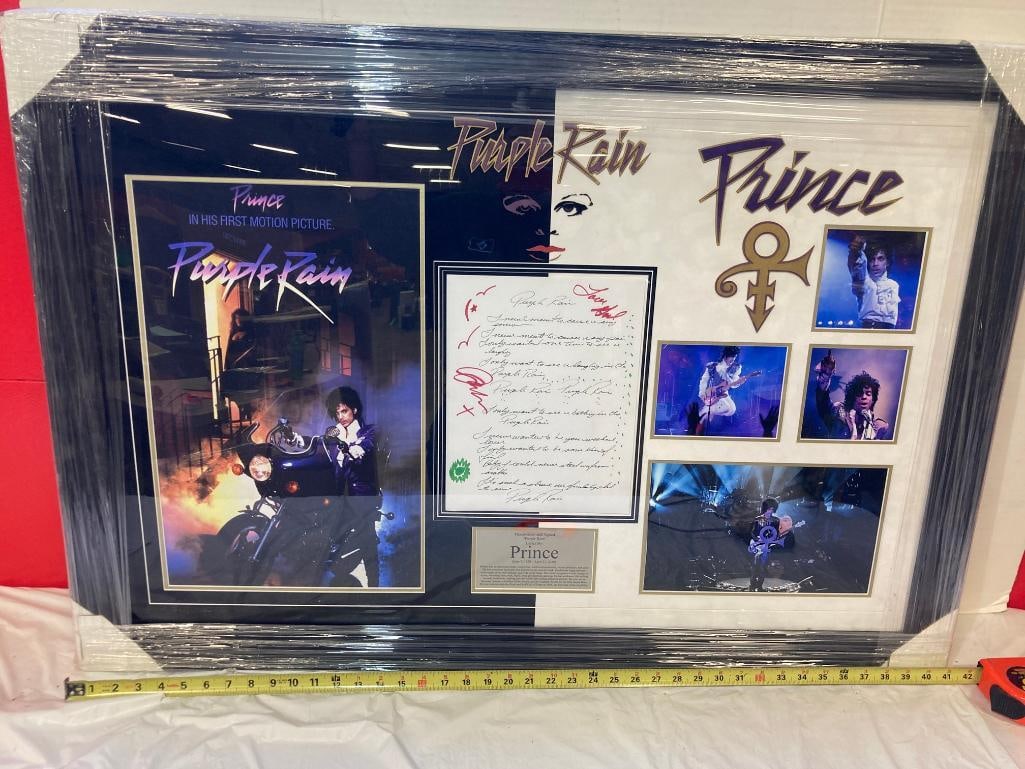 Prince "Purple Rain" Signed Lyrics Photo Frame 42 x 32 x 4 (1 of 4)