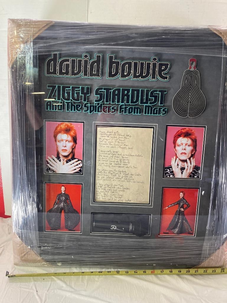 David Bowie Signed Microphone and Signed "Ziggy Stardust" Lyrics Photo Frame (1 of 4)