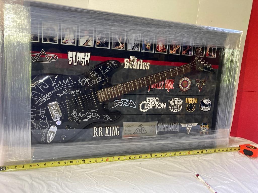 Guitar Legends Signed Guitar Photo Frame Beatles, Clapton, Slash, etc 42 x 38 x 8 (1 of 5)