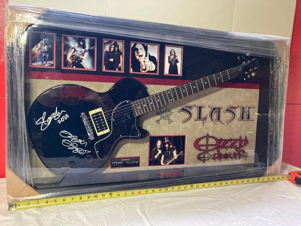 Ozzy Osbourne/Slash Signed Black Guitar Photo Frame 42 x 32 x 6 (1 of 5)