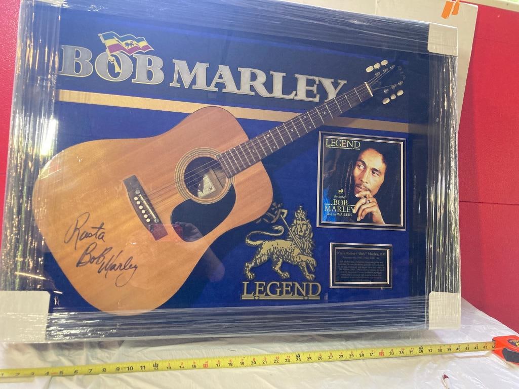Bob Marley Signed Acoustic Guitar Photo Frame 42 x 38 x 8 (1 of 4)
