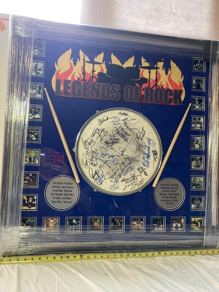 Drum Legends Signed Drumhead Photo Frame 36 x 42 x 8 (1 of 6)