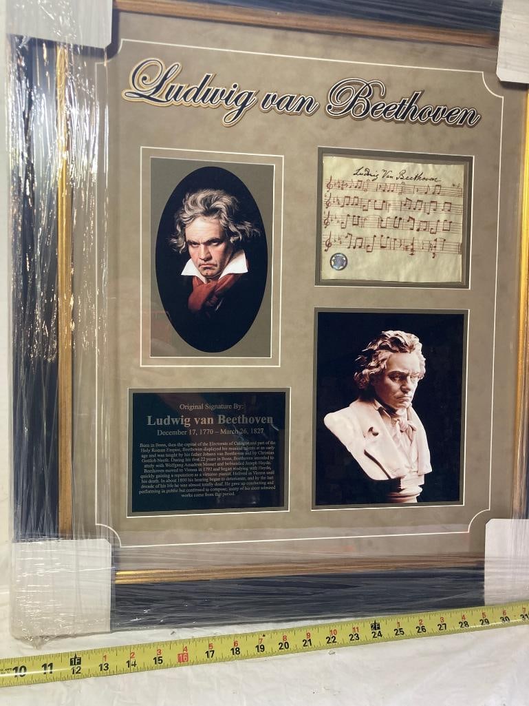 Ludwig Von Beethoven Hand Drawn Signed Sheet Music Photo Frame (1 of 3)