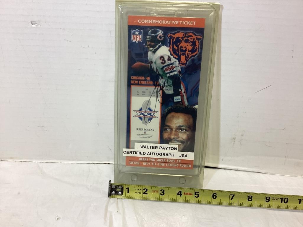 Walter Payton Signed Commemorative Ticket JSA: Walter Payton Signed Commemorative Ticket JSA