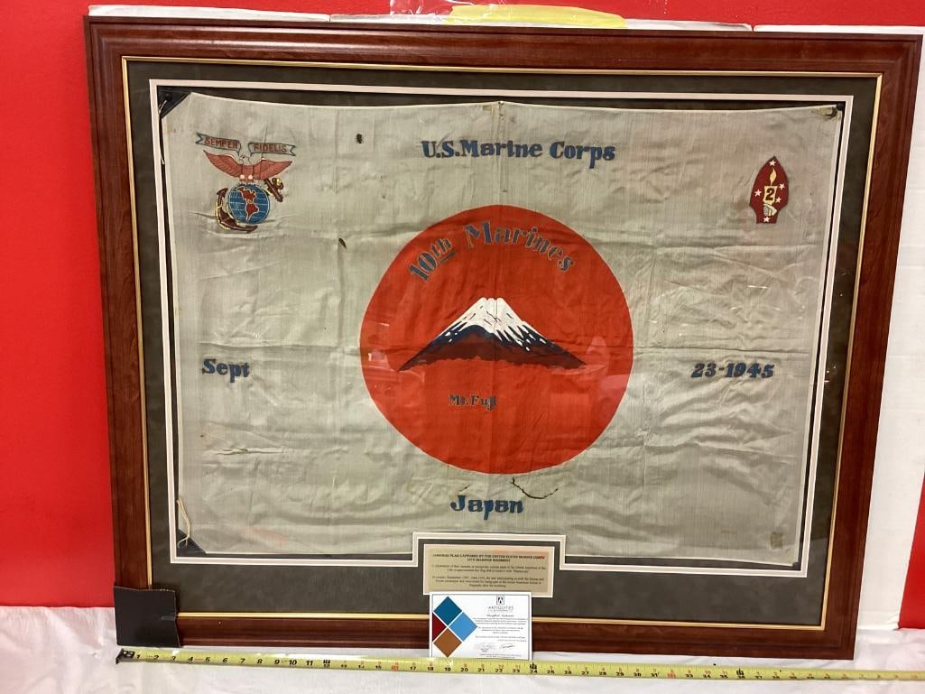 WWII 10th Marines Captured Japanese Flag Photo Frame (1 of 2)