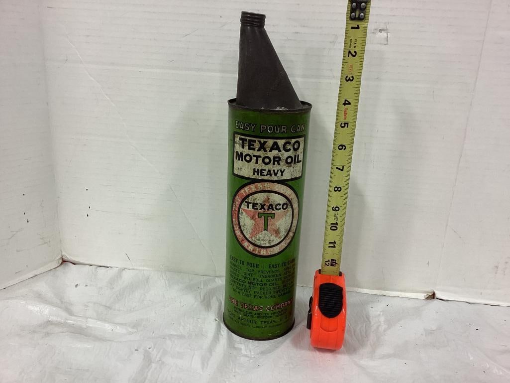 1920's "Texaco Easy Pour Half Gallon Motor Oil Can" 15": 1920's "Texaco Easy Pour Half Gallon Motor Oil Can" 15"