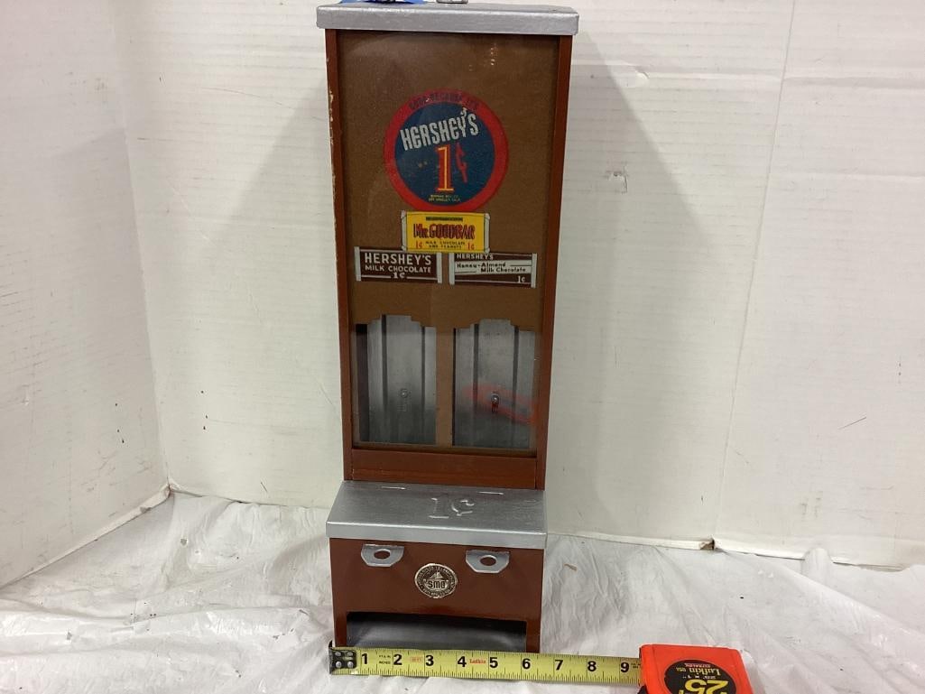 1920's "Hershey's Chocolate" 1 Cent Vending Machine 7 x 18 x 8  (1 of 3)