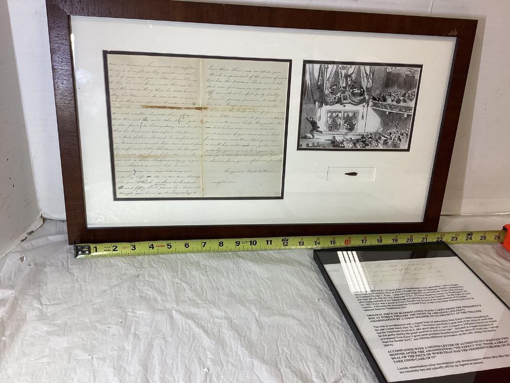 Abraham Lincoln Piece Of Bloodstained Wood From Fords Theater 24 x 18 (1 of 5)