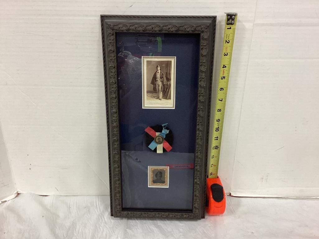 Colonel Elmer E. Ellsworth Associated Artifacts Frame 18 x 10 (1 of 2)