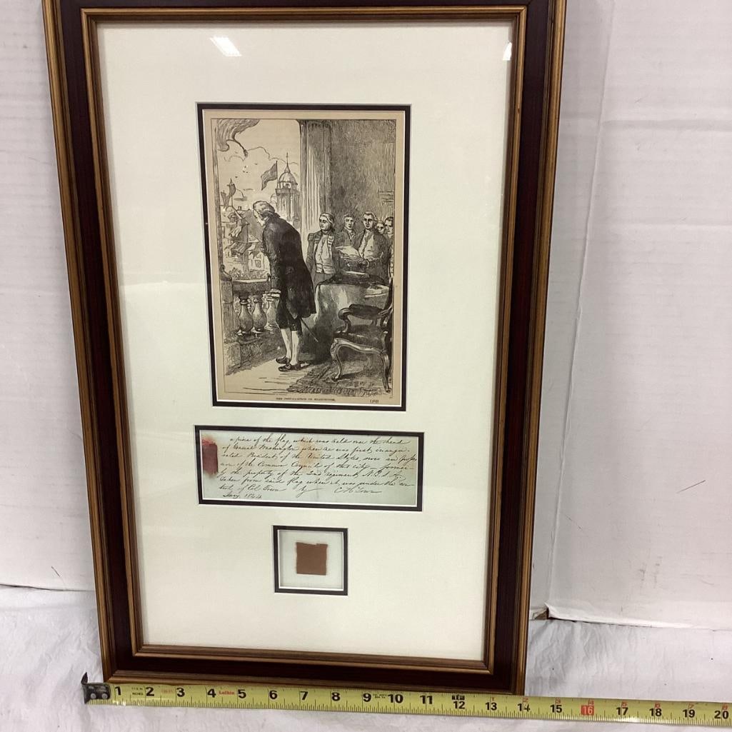 George Washington Flag Piece Flown Over 1st Inauguration NYC 1789 13 x 22 (1 of 3)