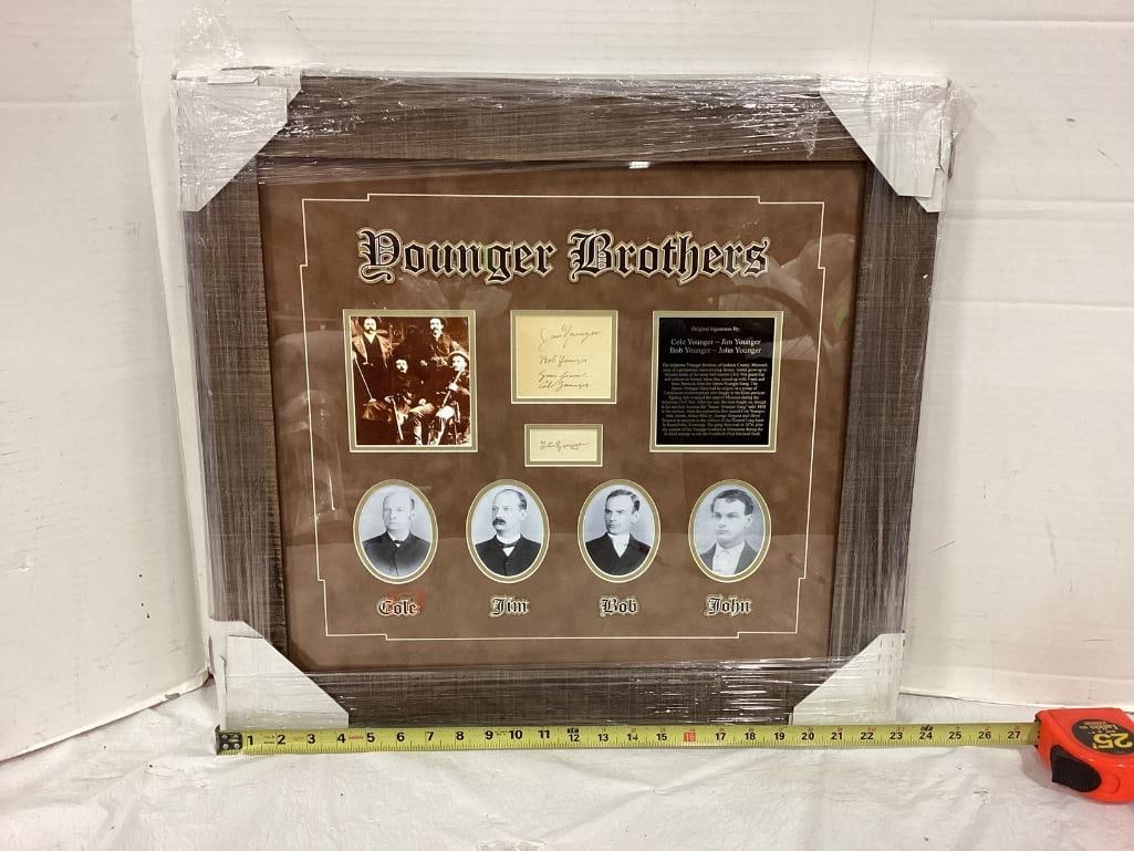 Younger Gang (Jim,John,Cole,Bob) Signed Cuts Photo Frame 24 x 24: Younger Gang (Jim,John,Cole,Bob) Signed Cuts Photo Frame 24 x 24