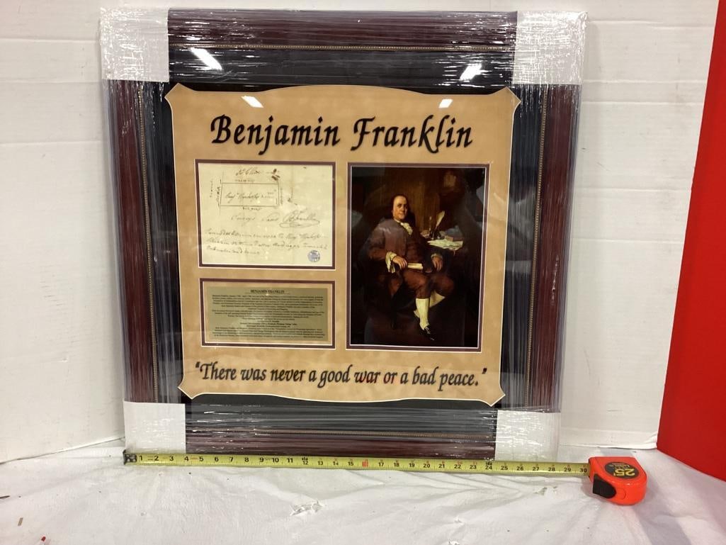 Benjamin Franklin Signed Document Photo Frame 27 x 30: Benjamin Franklin Signed Document Photo Frame 27 x 30