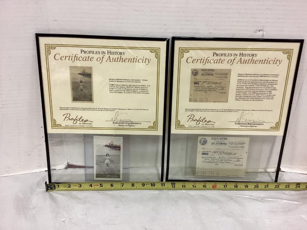 Marilyn Monroe "1943 17 Years Old Catalina, CA Original Photo" COA and 1950 California Automobile Re (1 of 3)