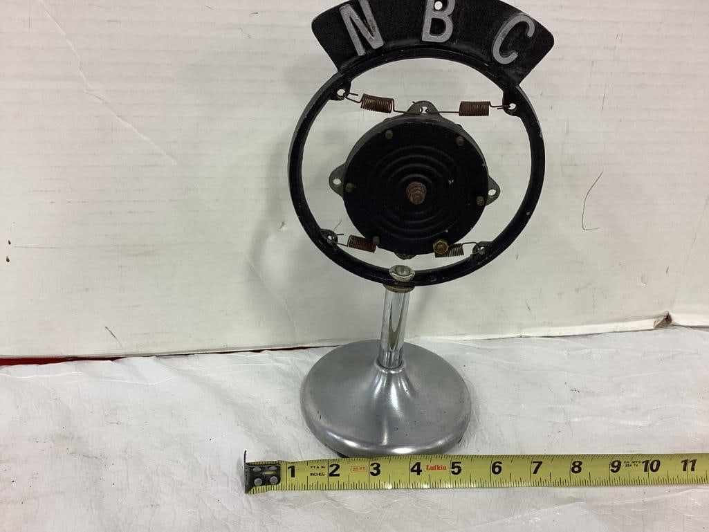 1920's Carbon Suspension Ring/Spring Microphone & Stand NBC Flag (1 of 2)