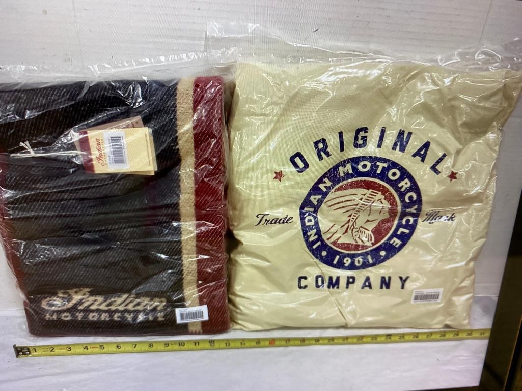 Indian Motorcycle vintage Cushion and wool Throw Blanket (1 of 3)