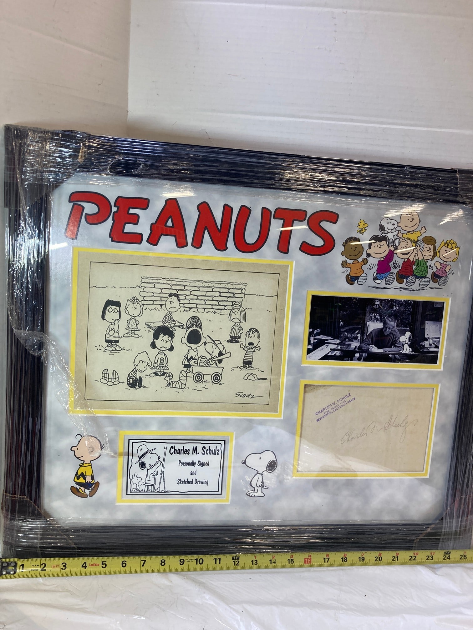 Charles M. Shultze Signed Peanuts Cast Sketch & Cut Photo Frame (1 of 4)