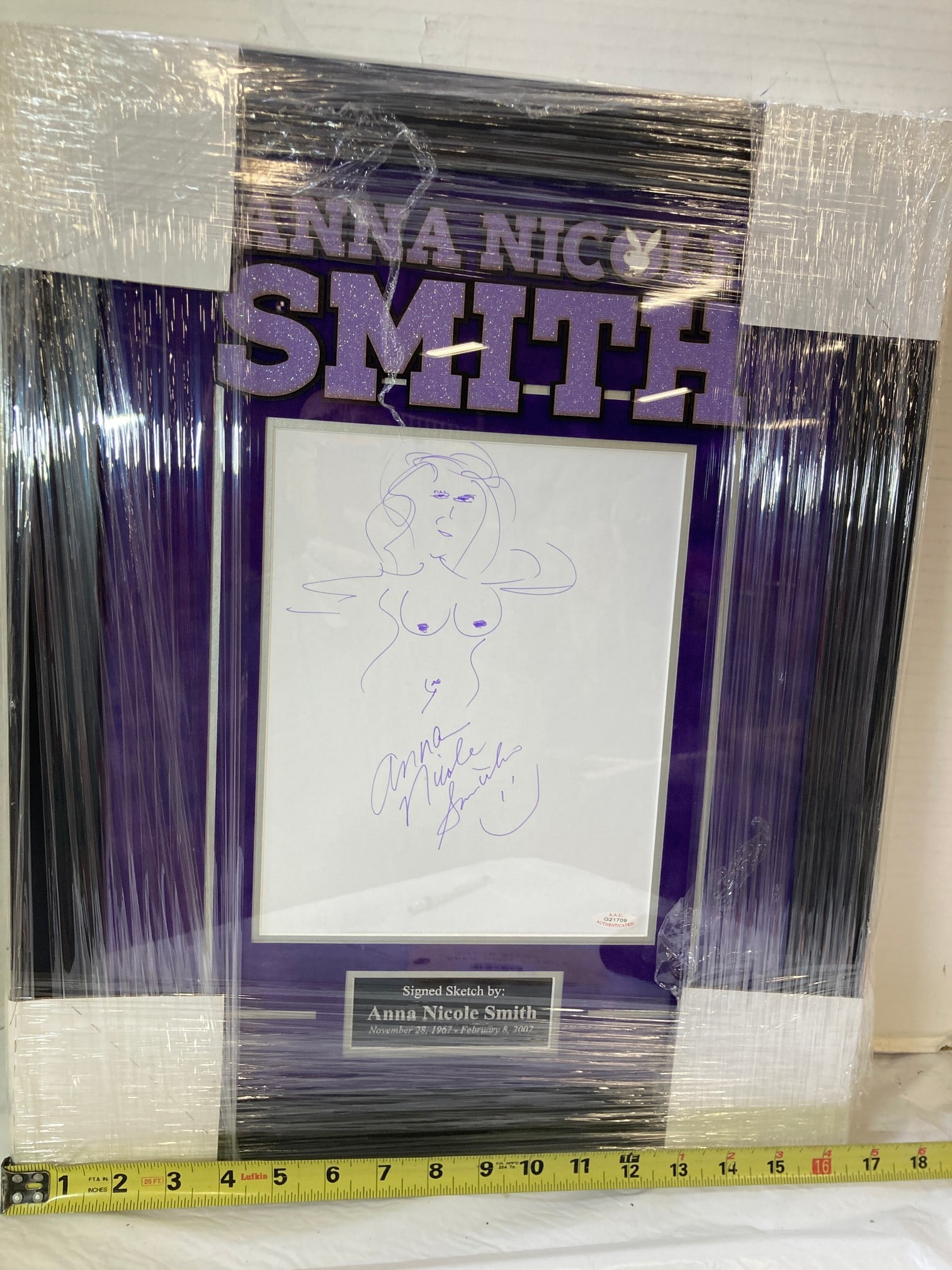 Anna Nicole Smith Signed Sketch Photo Frame (1 of 3)