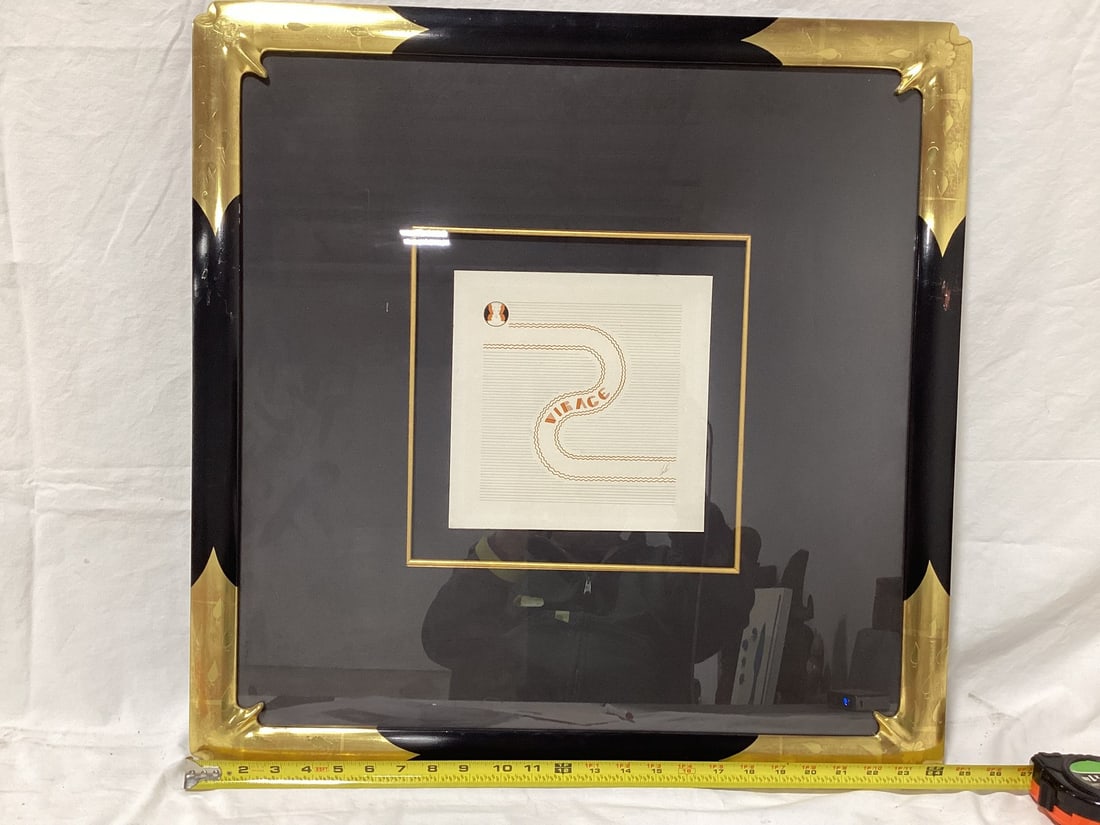 Erte "Virage" circa 1930 : 8.5 x 8.5, Frame 24.5 x 24.5