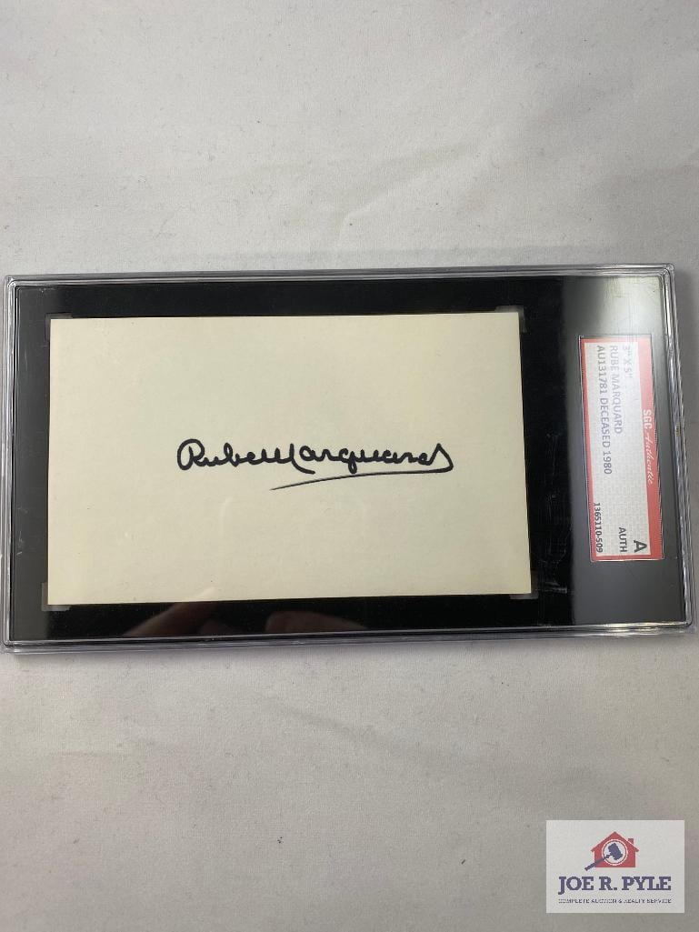 Rube Marquard 3x5 Cut Autograph Card, SGC Authentic (1 of 2)