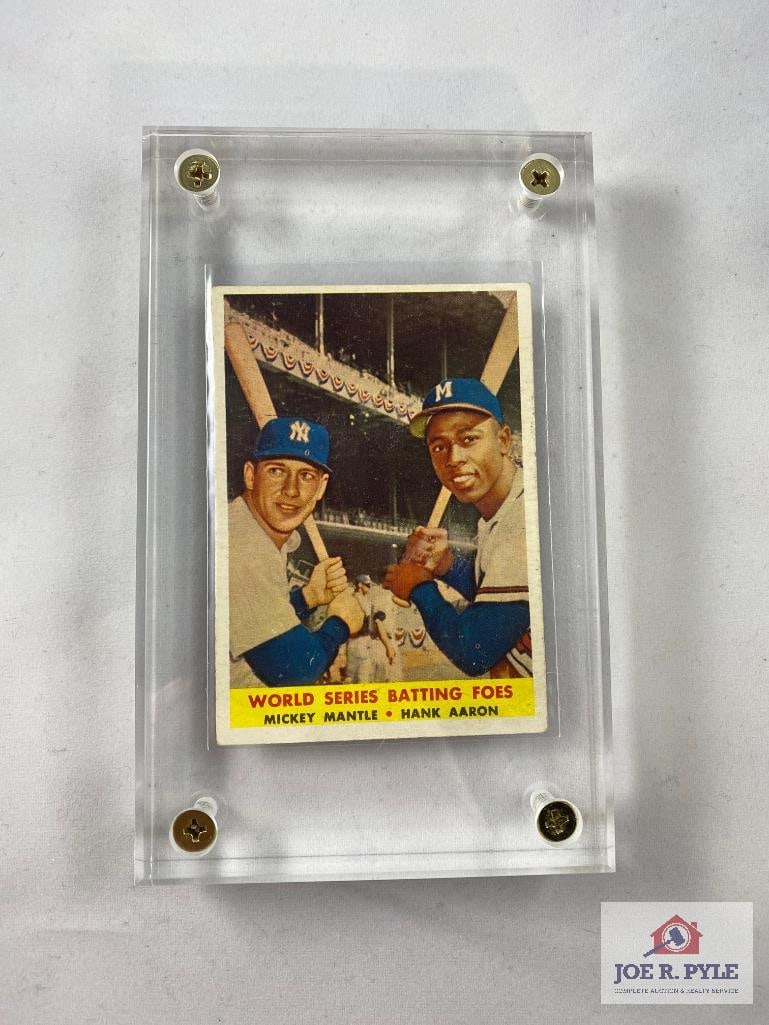 Mickey Mantle/Hank Aaron 1958 Topps 418 World Series Batting Foes (1 of 2)