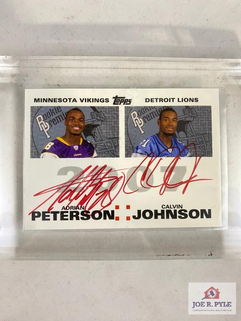 2007 Topps Adrian Peterson Calvin Johnson 4 Player Rookie Autograph Auto Card RC (1 of 2)