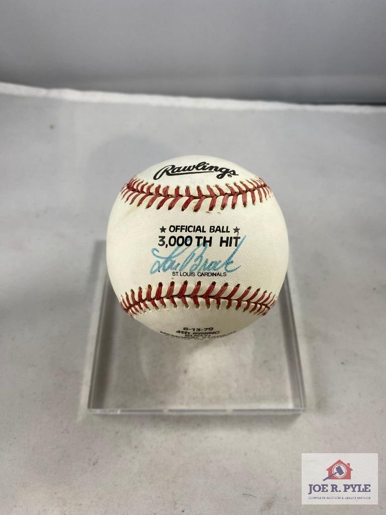 Lou Brock Signed 3000th Hit Baseball - no COA (1 of 3)