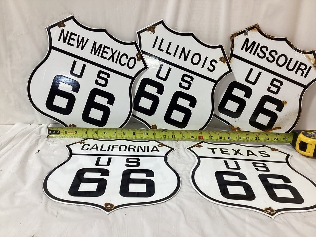 5 Porcelain Route 66 road signs  (1 of 4)