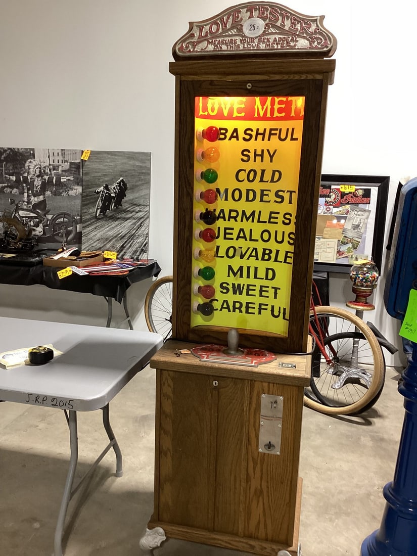 Love Tester arcade machine rewired with keys; lights up but not tested (1 of 6)