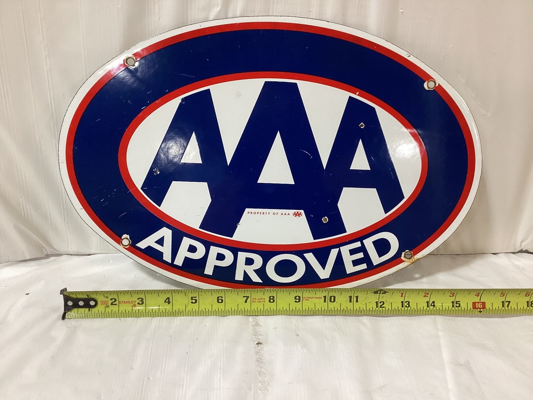Porcelain AAA sign with damage (1 of 3)