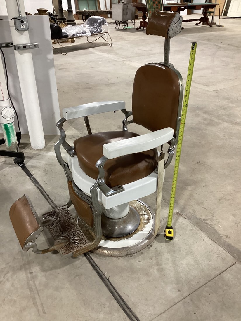 Koken Original Barber Chair: 48x48x27; NOTE: Spry's & Goin' Postal cannot ship this item. If the buyer wishes to have this item shipped, they must arrange their own third party shipper. Local pickup will be available duirng the t