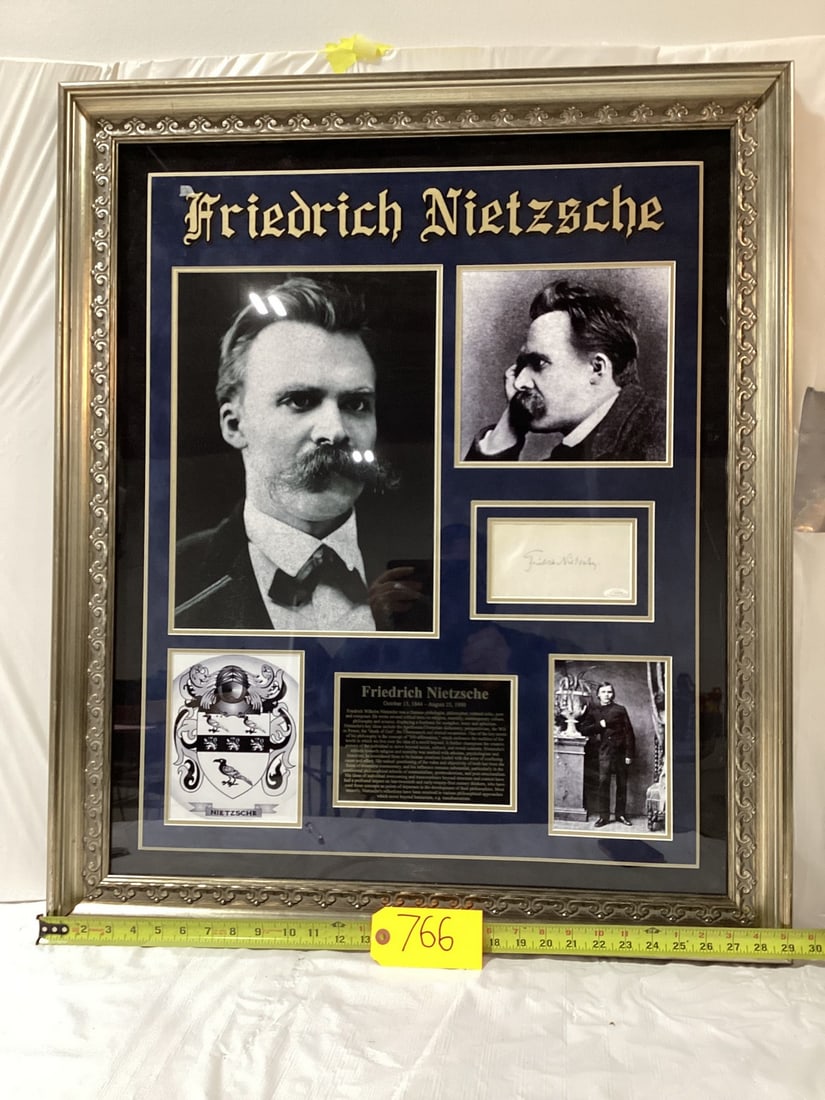Frederick Nietzsche signed cut photo frame: 30x35x3