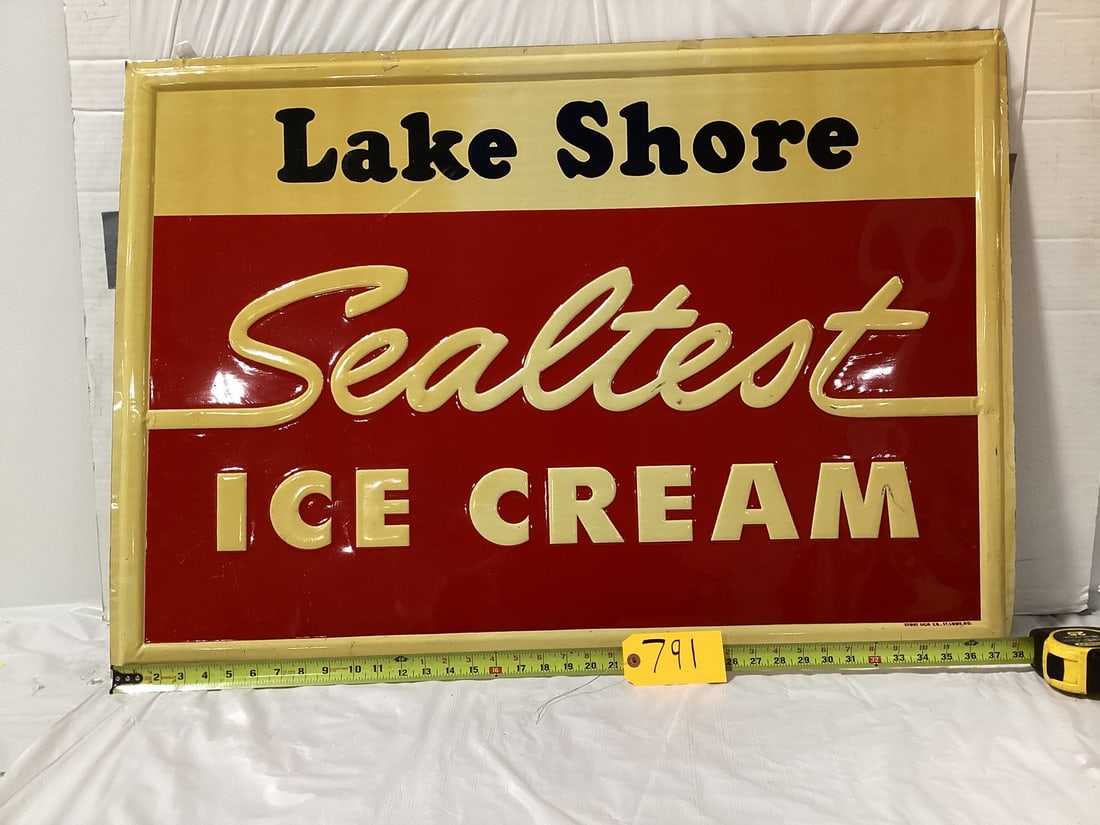 Sealtest tin painted sign from Lake Shore: 40x28, minor damage
