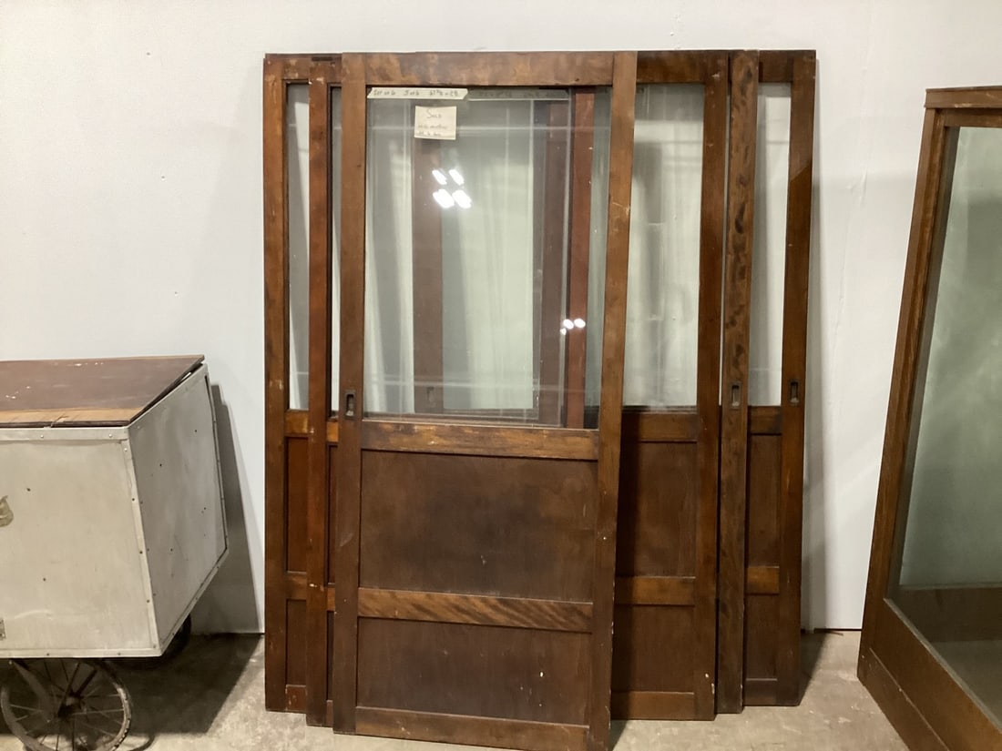 Set of 6 wooden doors with glass as shown: 67-3/8x28; NOTE: Spry's & Goin' Postal cannot ship this item. If the buyer wishes to have this item shipped, they must arrange their own third party shipper. Local pickup will be available duirng the