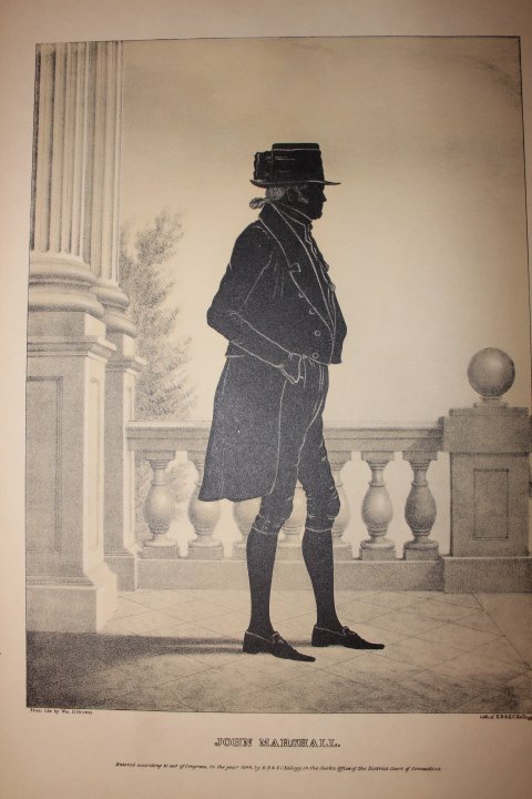 Three unframed lithographs, silhouettes of "De Witt: Three unframed lithographs, silhouettes of "De Witt Clinton", "William White" & "John Marshall" all by E.B. & E.C. Kellogg conditionis good on all are small folios no ref. #