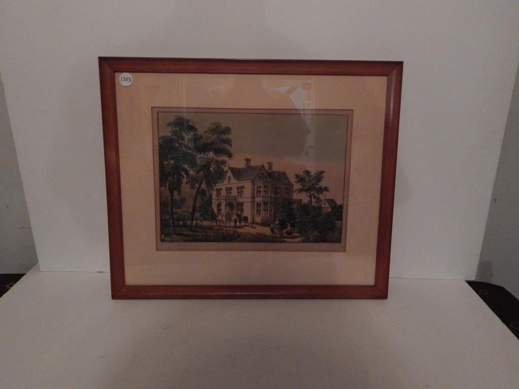 Framed lithograph, "cottage life-sprint" by Currier &: Framed lithograph, "cottage life-sprint" by Currier & Ives medium folio, frame is 19" x 23" ref.#1303