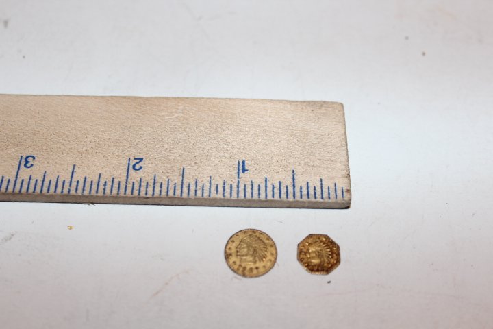 Two pieces of California gold fractional currency 1852: Two pieces of California gold fractional currency 1852 & 1855