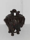 Monumental bronze covered pot with 3 elephant heads,