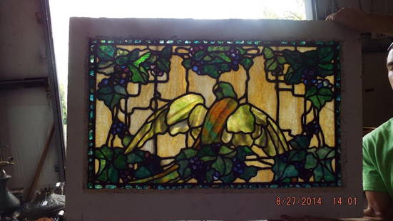 Pair of stained glass windows, frames are 23 1/4" x: Pair of stained glass windows, frames are 23 1/4" x 34", windows are 17" x 29 1/2" condition is good no ref.#